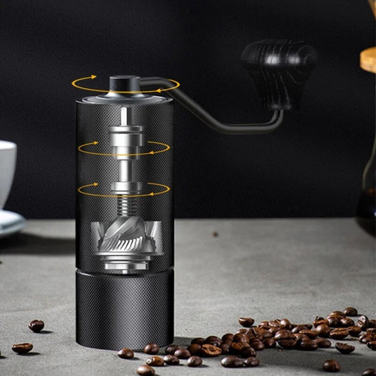 Elegant Manual Coffee Grinder with Double Bearing Design & Adjustable Burr - Durable Stainless Steel - About Brew