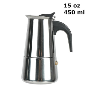 Moka Pot Coffee Maker Stainless Steel - Four Sizes Available - About Brew