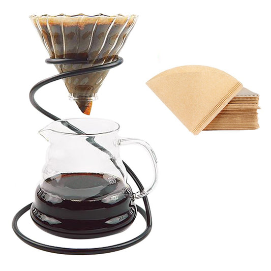 Complete Pour Over Coffee Set - 20oz Server, Glass Dripper, Metal Stand, & Filters - Ideal Gift for Coffee Lovers - About Brew