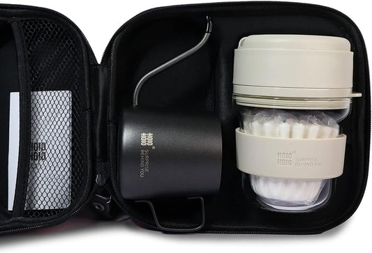Portable Espresso and Coffee Maker Set - Complete with Travel Mug, Kettle, Filters, and Case