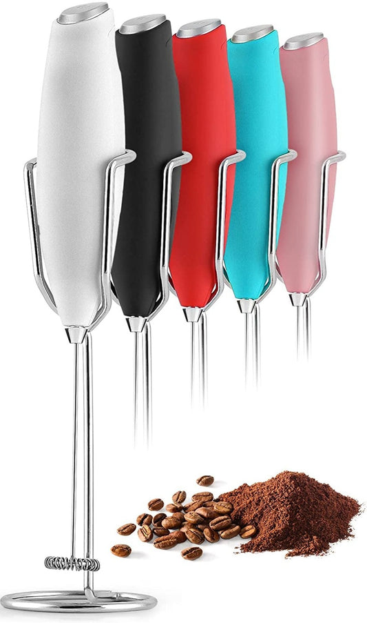 Milk Boss Frother with Stand - Professional Home Frothing Power, Easy Clean, Battery-Operated - About Brew