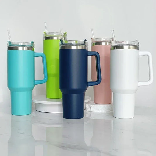 40oz Insulated Coffee Tumbler with Handle, Lid & Straw - Ultimate Temperature Control