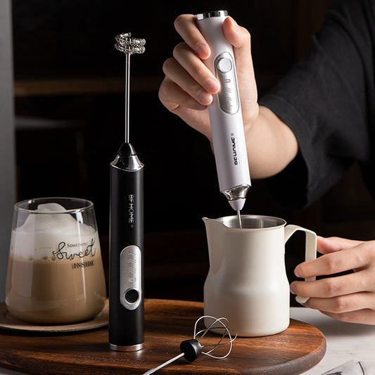 USB-Charged Electronic Milk Frother - Two Brushes Included - About Brew