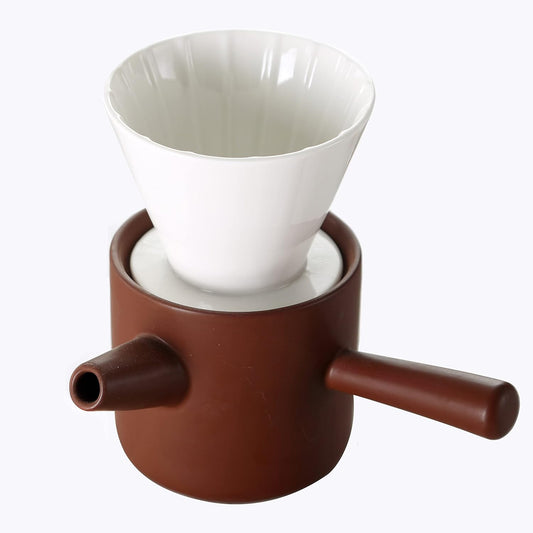 Premium Ceramic Pour Over Coffee Set in Brown - Classic Design with Comfort Handle for Rich, Flavorful Coffee - About Brew