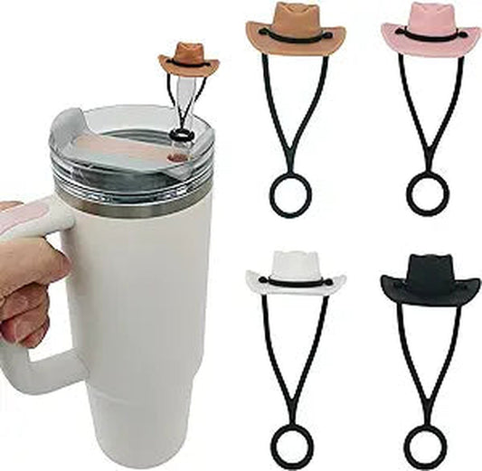 4-Pack Cowboy Hat-Shaped Stanley Cup Straw Caps - Fits 30oz & 40oz Tumblers