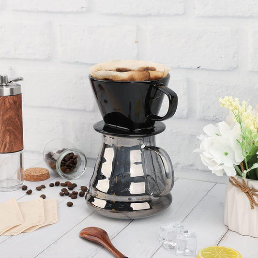 Black Ceramic Pour Over Coffee Dripper 10oz - Microwave & Dishwasher Safe - About Brew