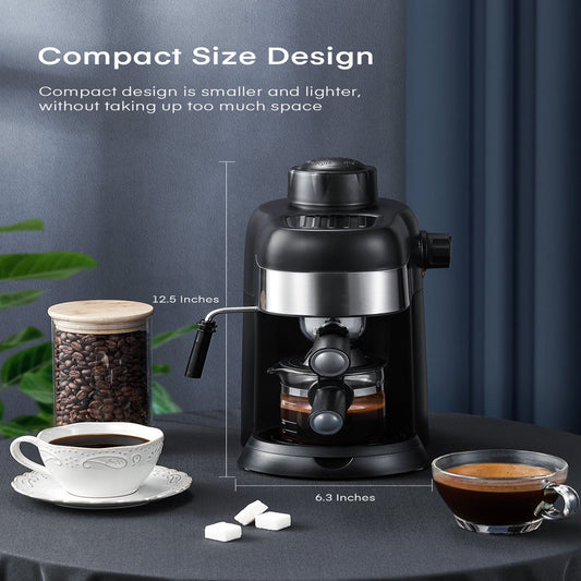 Compact Espresso Machine with Fast Brewing Technology & Powerful Steam Wand - Perfect for Home Baristas