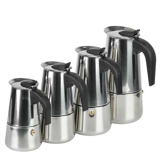 Moka Pot Coffee Maker Stainless Steel - Four Sizes Available - About Brew