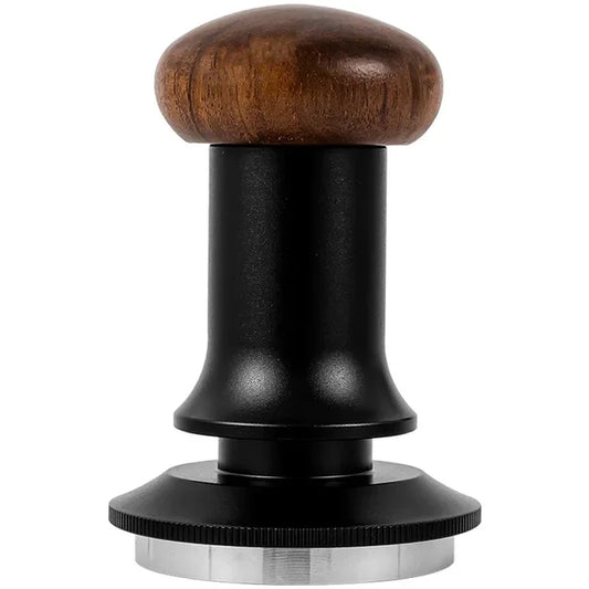 51/53/58mm Ergonomic Wooden Handle Coffee Tamper with Triple-Spring Constant Pressure - Stainless Steel Base - About Brew