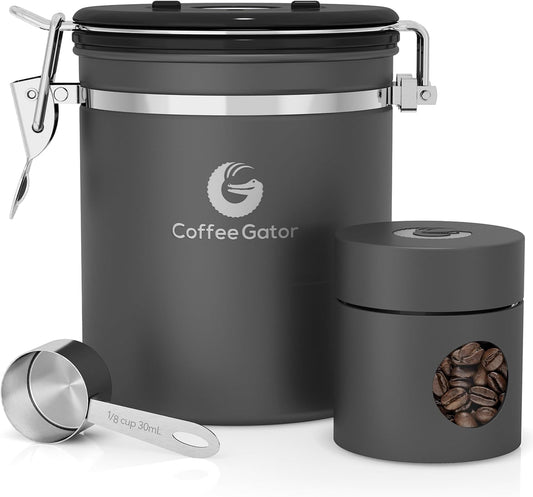 Premium Stainless Steel Coffee Container 16oz - CO2 Release Valve & Date Wheel - About Brew