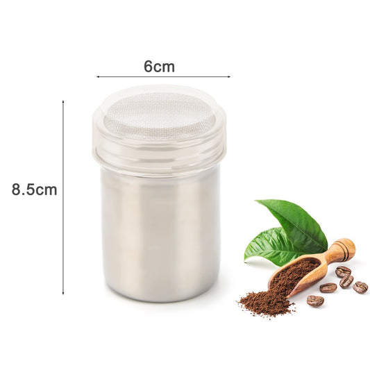 Stainless Steel Chocolate Dust Shaker with Lid - Perfect for Coffee, Desserts, and Spices - About Brew