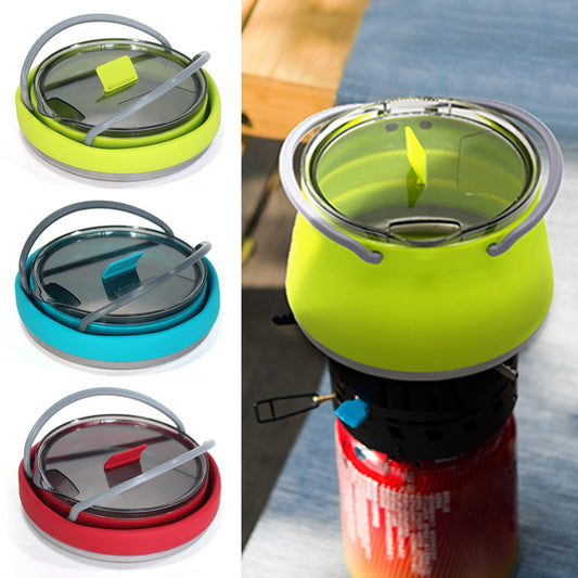 Compact Folding Silicone Kettle for Outdoors - High Temp Resistance & Portable Design for Camping - About Brew