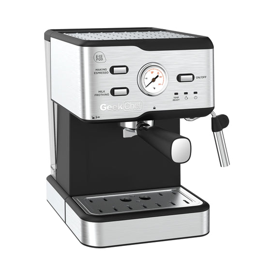 Professional 20 Bar Espresso Machine with Pressure Gauge & Milk Frothing Wand - Master Barista Quality Coffee at Home - About Brew
