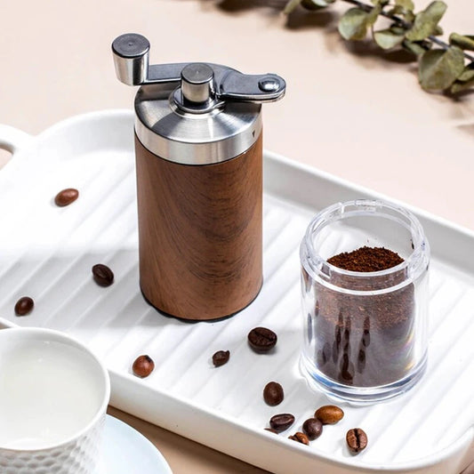 Premium Manual Coffee Grinder with Ceramic Core & Adjustable Grind - Stainless Steel & Clear Plastic Design - About Brew