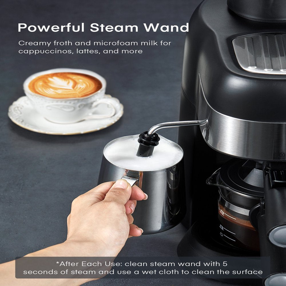 Compact Espresso Machine with Fast Brewing Technology & Powerful Steam Wand - Perfect for Home Baristas