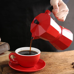 Classic Aluminum Moka Pot - Available in Black and Red - About Brew