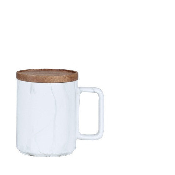 Elegant Ceramic Coffee Mug with Wooden Lid - Available in Marble - About Brew