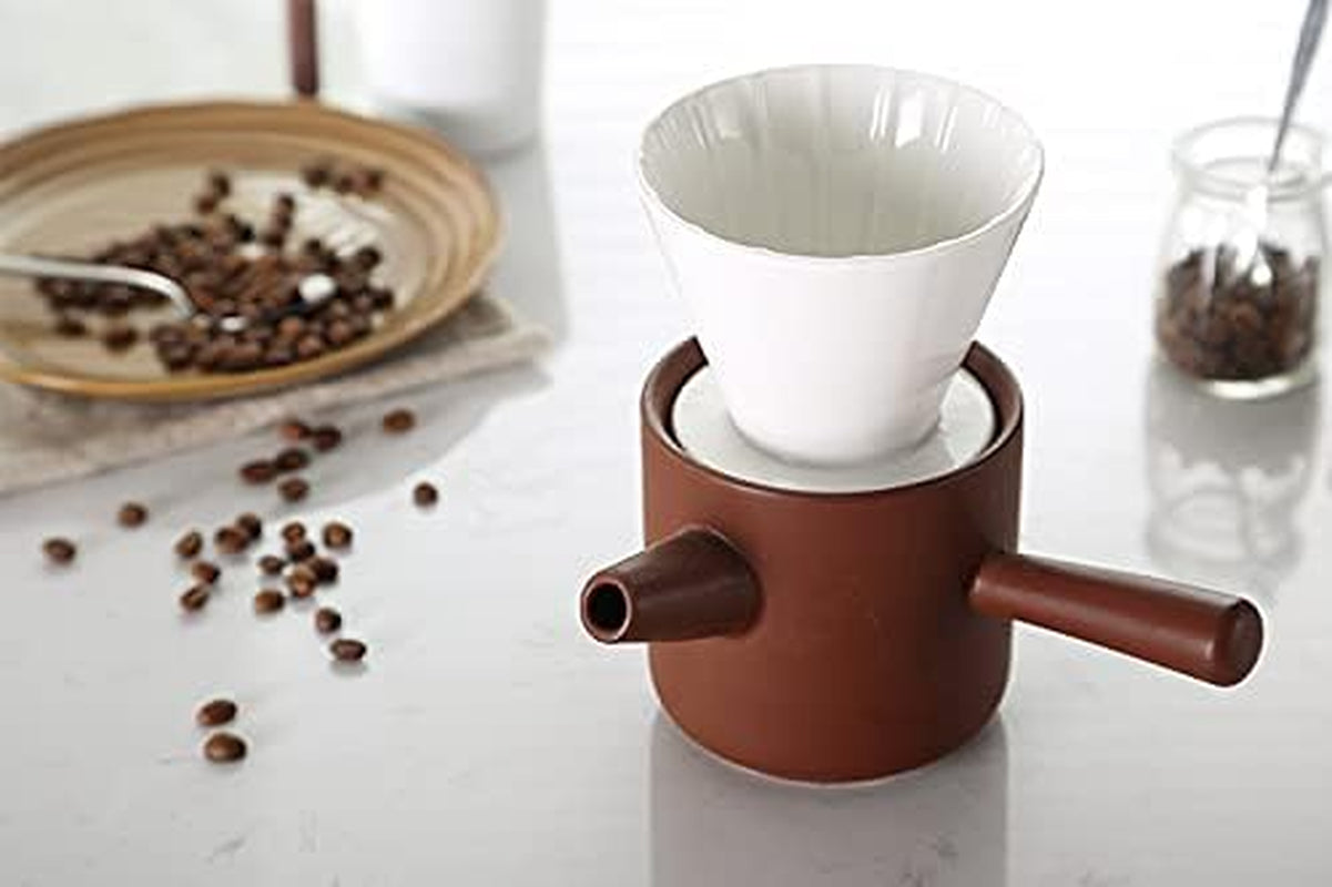 Premium Ceramic Pour Over Coffee Set in Brown - Classic Design with Comfort Handle for Rich, Flavorful Coffee - About Brew