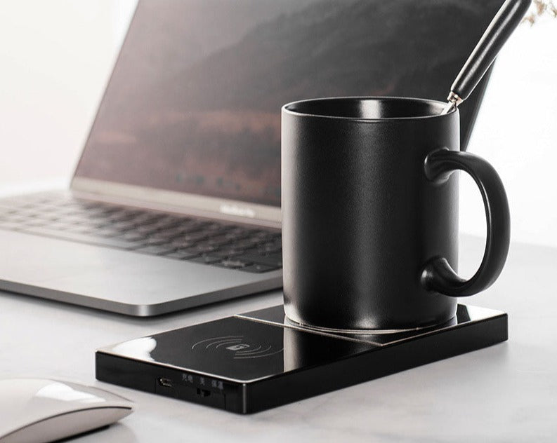 USB-Powered 2-in-1 Mug Warmer & Wireless Phone Charger - Keep Your Drink Hot and Your Phone Charged - About Brew