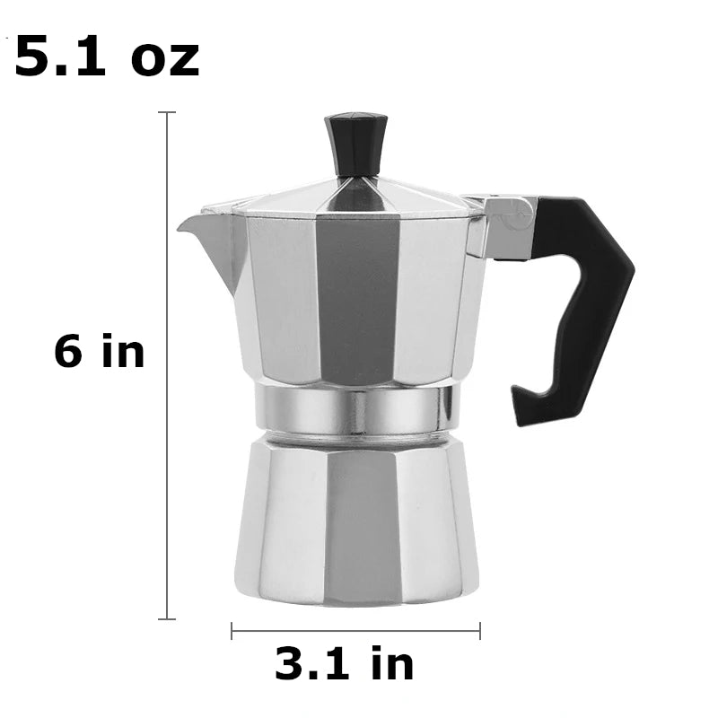 Classic Aluminum Moka Coffee Pot - Six Sizes Available - About Brew