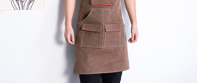 Classic Brown Barista Apron - One Size Fits All, Durable & Stylish for Coffee Professionals - About Brew