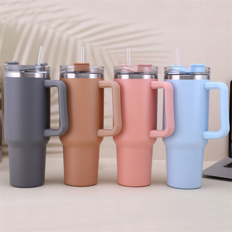 Thermos Tumbler with Handle, Lid, and Straw 40oz - 31 COLORS AVAILABLE - About Brew