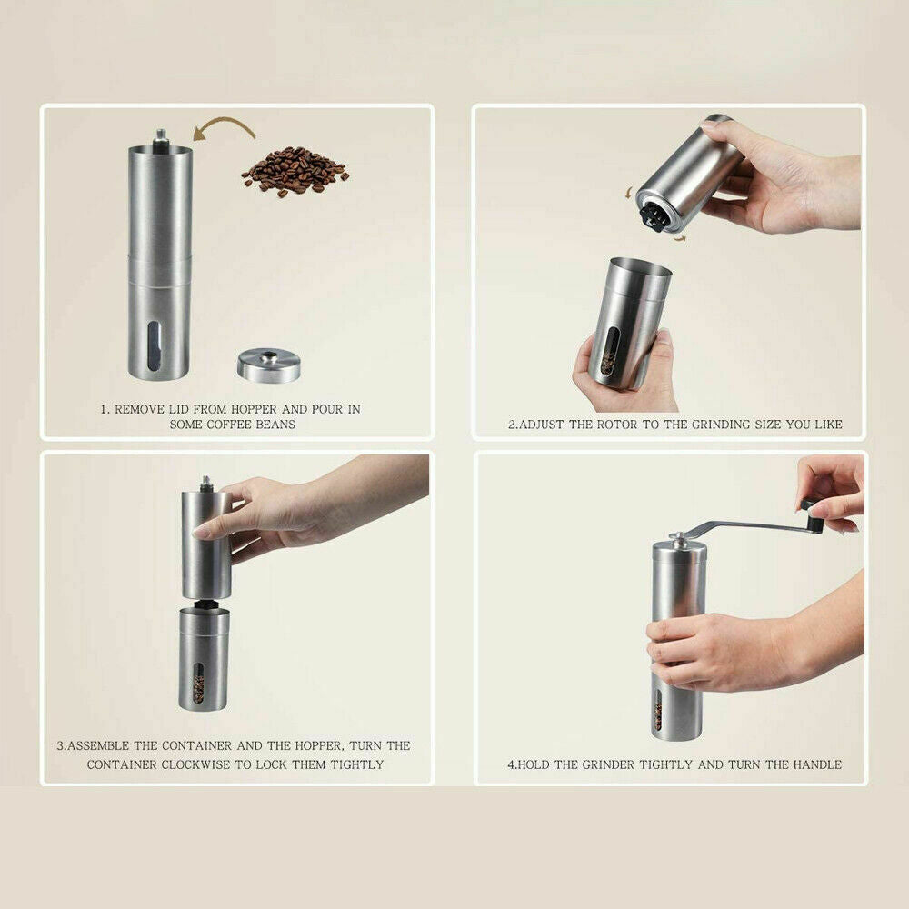 Stainless Steel Manual Coffee Grinder - Adjustable Grind - About Brew