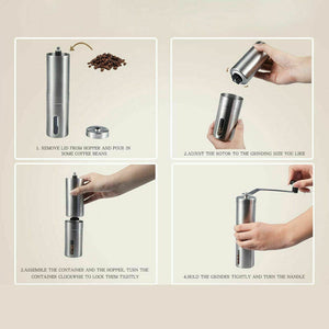 Stainless Steel Manual Coffee Grinder - Adjustable Grind - About Brew