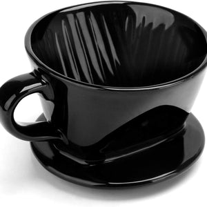 Black Ceramic Pour Over Coffee Dripper 10oz - Microwave & Dishwasher Safe - About Brew