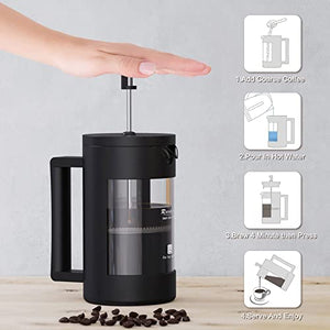 Modern Black French Press Coffee Maker - Two Sizes Available - About Brew