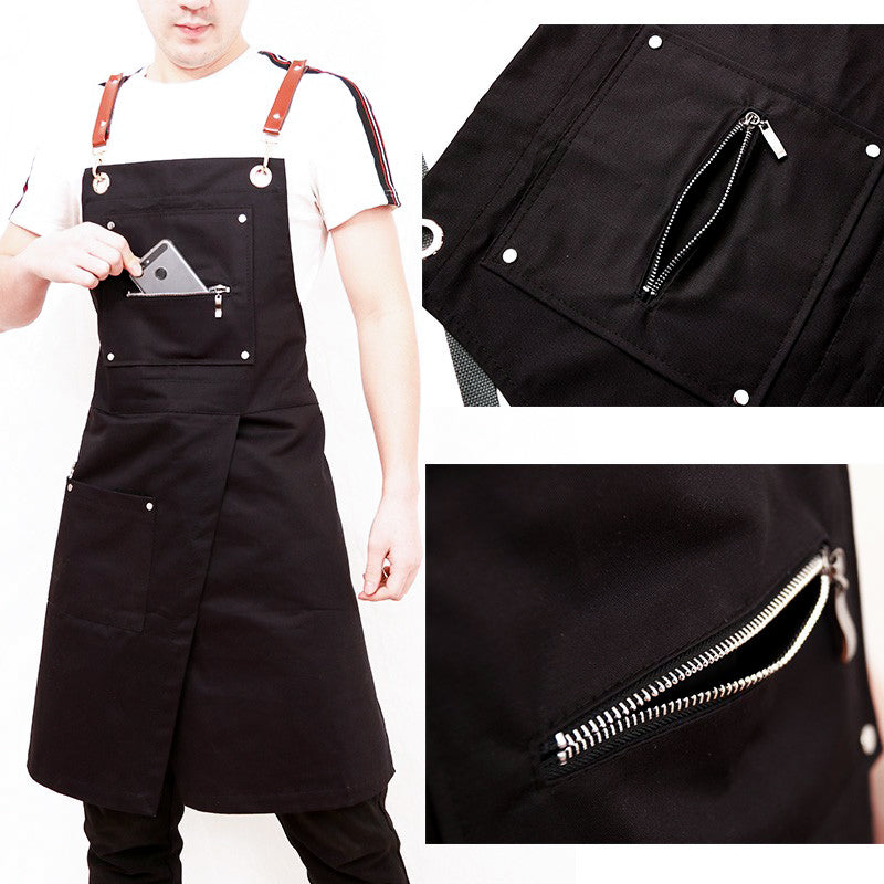 Professional Black Barista Apron - Durable, One Size Fits All for Coffee Enthusiasts and Professionals - About Brew