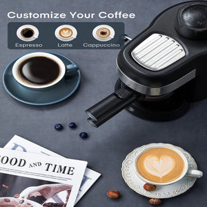Compact Espresso Machine with Fast Brewing Technology & Powerful Steam Wand - Perfect for Home Baristas