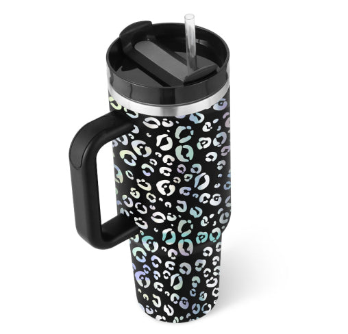 Cute Thermos Tumbler with Lid and Straw 40oz- Multiple Designs Available - About Brew