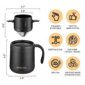 Travel Coffee Mug and Reusable Filter Set 12oz - Available in Four Colors - About Brew