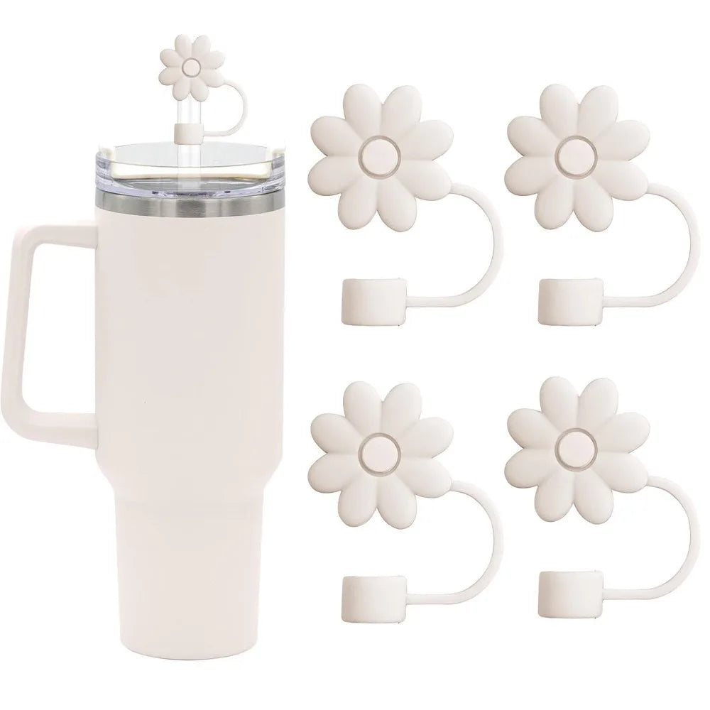 Flower Silicone Straw Cover for Stanley Cup Tumblers - Fits 30oz & 40oz, Available in Five Colors - About Brew