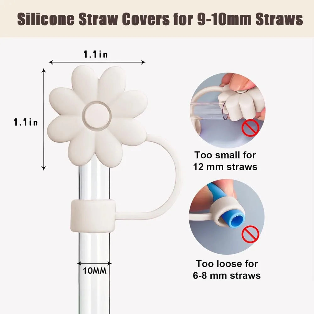 Flower Silicone Straw Cover for Stanley Cup Tumblers - Fits 30oz & 40oz, Available in Five Colors - About Brew
