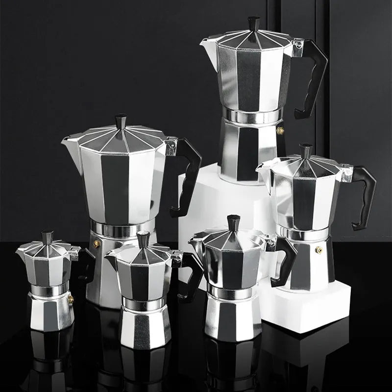 Classic Aluminum Moka Coffee Pot - Six Sizes Available - About Brew