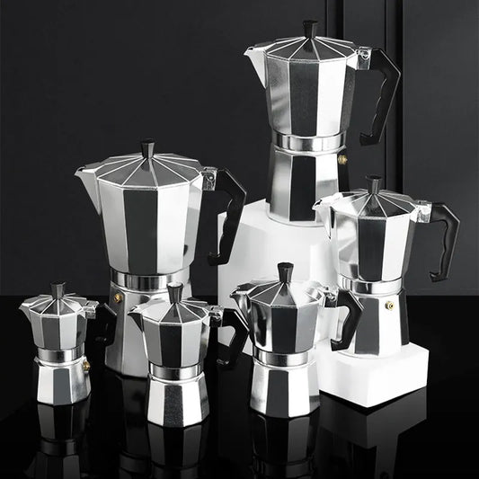 Classic Aluminum Moka Coffee Pot - Six Sizes Available - About Brew