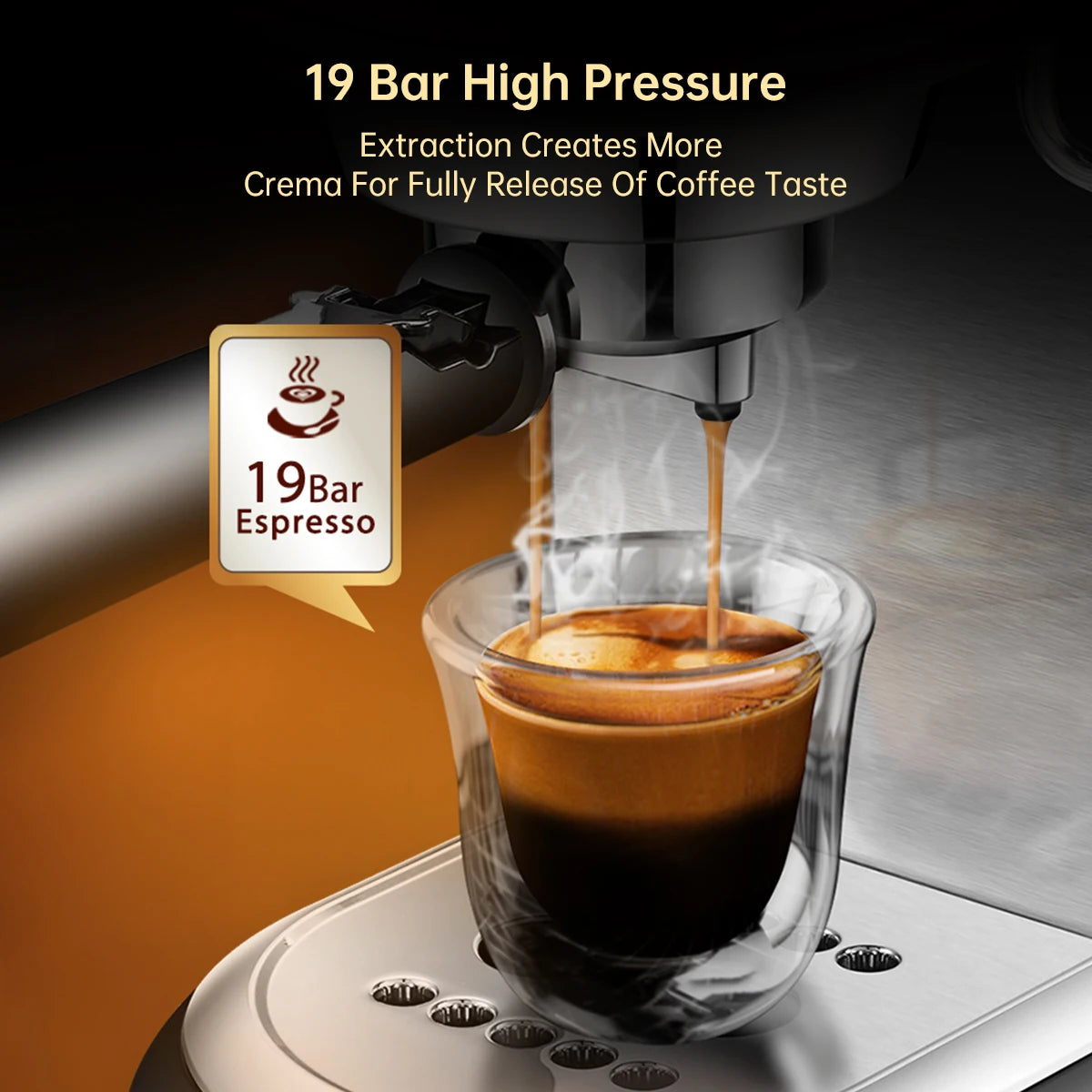 HiBrew Slim Espresso Machine with 19 Bar Pressure- Ideal for Small Kitchens - About Brew