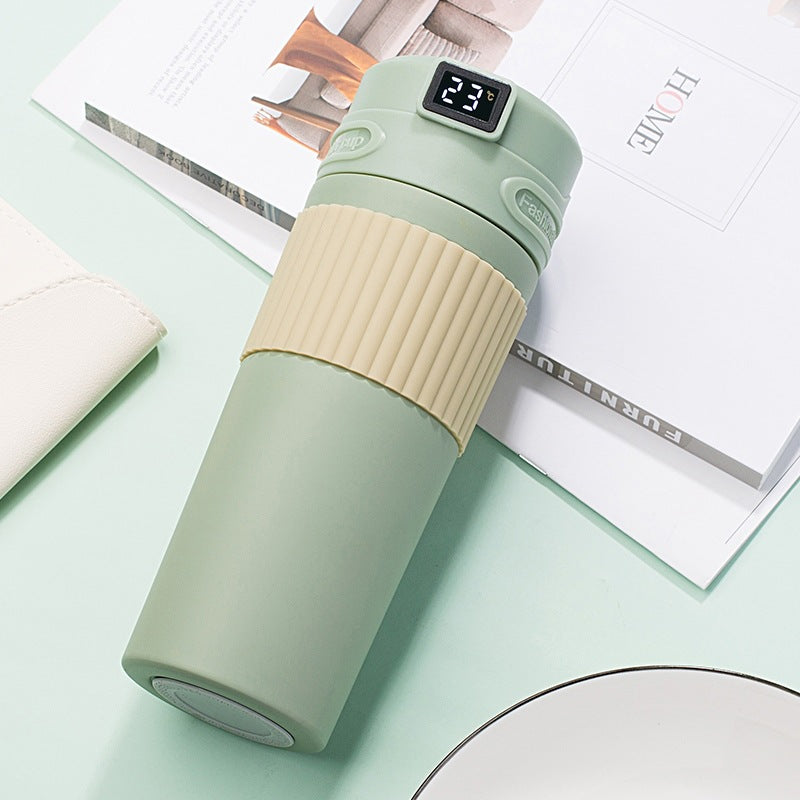 Sleek Travel Thermos Mug with Digital Temperature Display 16oz - Available in Five Colors - About Brew