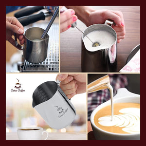 20oz Stainless Steel Milk Frothing Pitcher with Measurement Scales - Perfect for Espresso & Coffee Beverages - About Brew