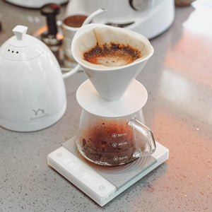 Elegant Pour Over Coffee Maker Set with Ceramic Dripper & 650ml Glass Server - Includes 30 V60 Paper Filters - About Brew