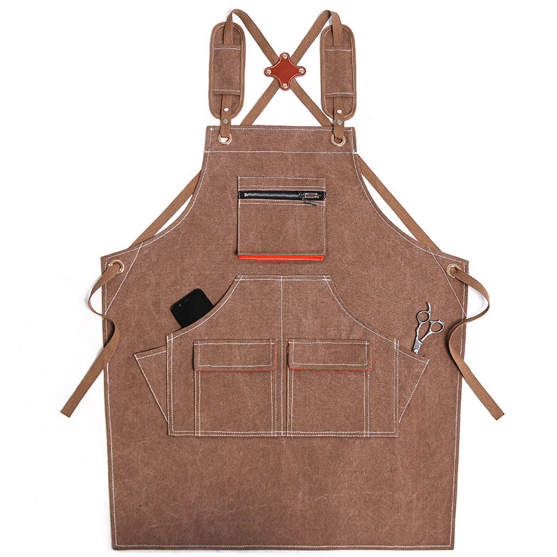 Classic Brown Barista Apron - One Size Fits All, Durable & Stylish for Coffee Professionals - About Brew