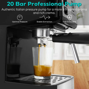 20 Bar Espresso Machine with Frothing Wand - Be Your Own Barista