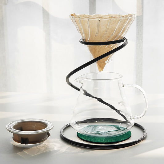 Complete Pour Over Coffee Set - 20oz Server, Glass Dripper, Metal Stand, & Filters - Ideal Gift for Coffee Lovers - About Brew