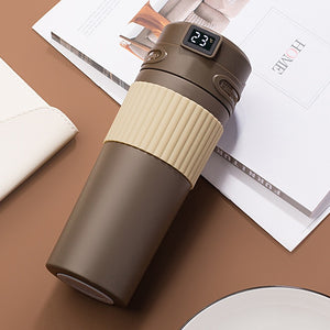 Sleek Travel Thermos Mug with Digital Temperature Display 16oz - Available in Five Colors - About Brew