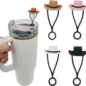 4-Pack Cowboy Hat-Shaped Stanley Cup Straw Caps - Fits 30oz & 40oz Tumblers