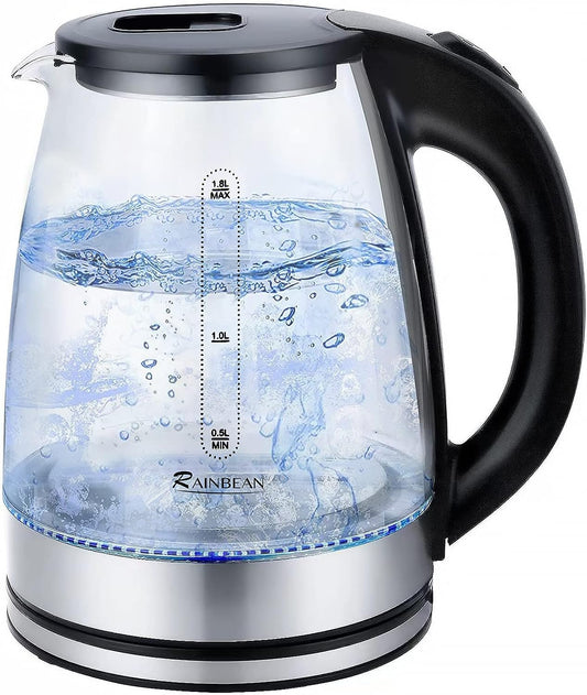 Electric Glass Kettle 60oz - Automatic Shut-Off & Boil-Dry Protection - About Brew