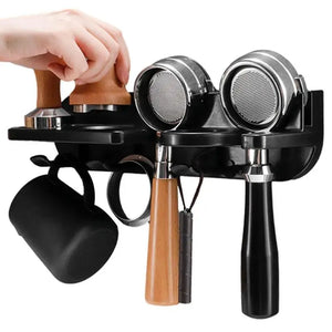Multi-Functional Wall Mounted Coffee Accessory Holder - Space-Saving Storage for Tampers, Portafilters, and More - About Brew