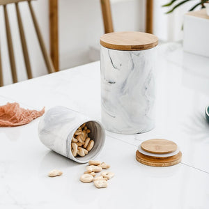 Elegant Marble Coffee Storage Container with Wooden Lid - Available in Two Four Colors - About Brew